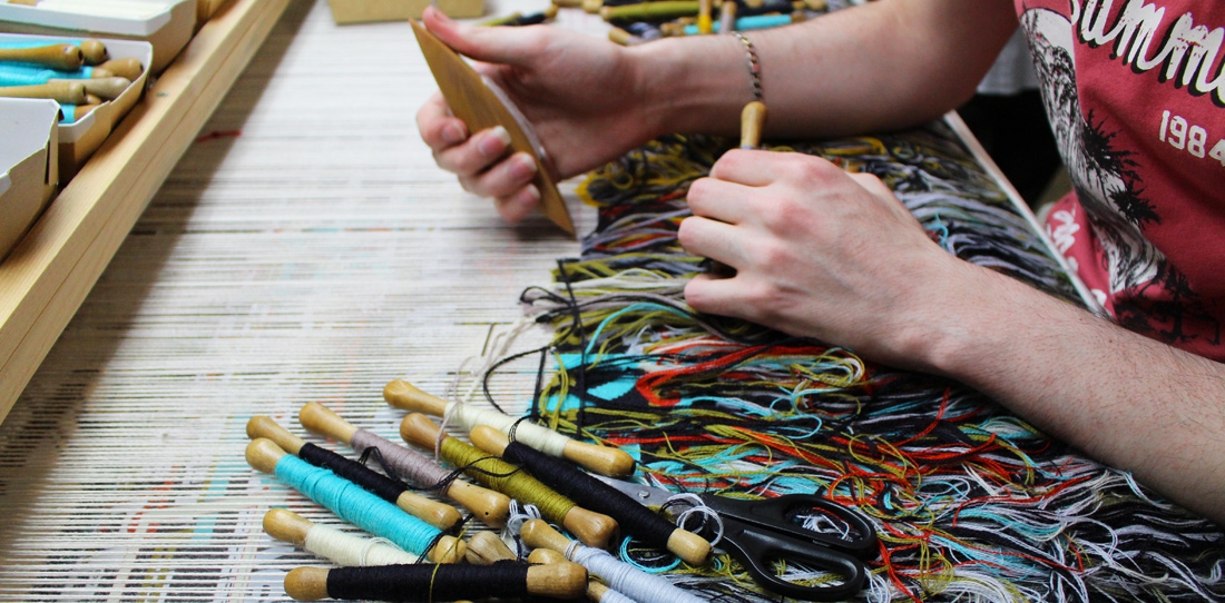 Tapis-Porte : weaving in progress at Catherine Bernet's workshop, 2015