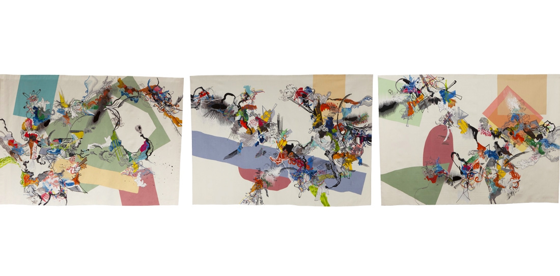 Blink # 0, triptych, Benjamin Hochart, second prize 2010, woven by Pinton workshops, 2011-2012